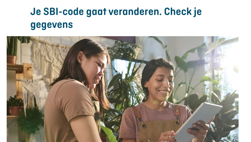 KVK wijzigt SBI-codes